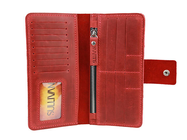 Гаманець шкіряний великий gv4(8) червоний - Фото 5