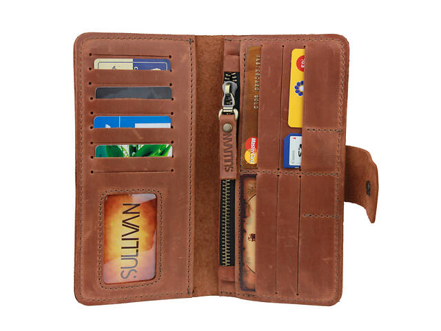 Гаманець шкіряний великий gv4(8) світло-коричневий - Фото 1