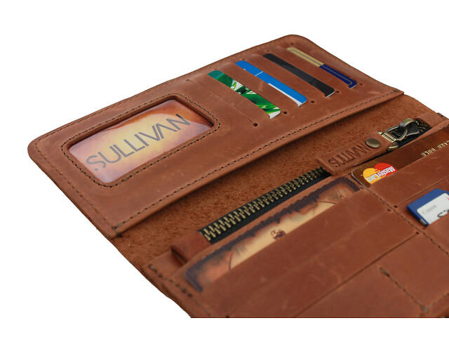 Гаманець шкіряний великий gv4(8) світло-коричневий - Фото 4