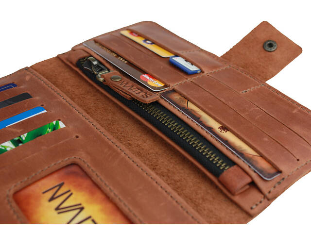 Гаманець шкіряний великий gv4(8) світло-коричневий - Фото 6