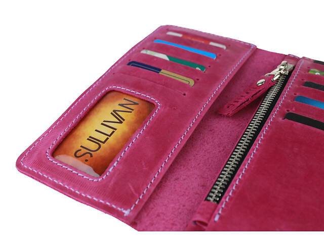 Гаманець шкіряний великий gv5(9) фуксия - Фото 3