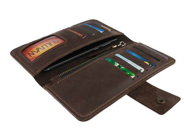 Гаманець шкіряний великий gv5(9) коричневий - Фото 2