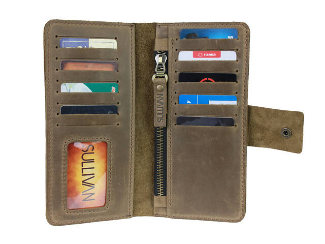 Гаманець шкіряний великий gv5(9) оливковий - Фото 1