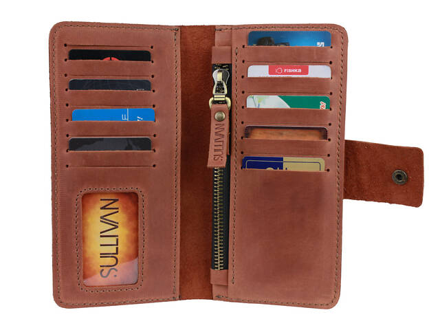 Гаманець шкіряний великий gv5(9) світло-коричневий - Фото 1
