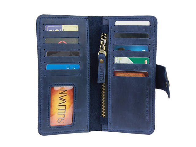 Гаманець шкіряний великий gv5(9) синій - Фото 1