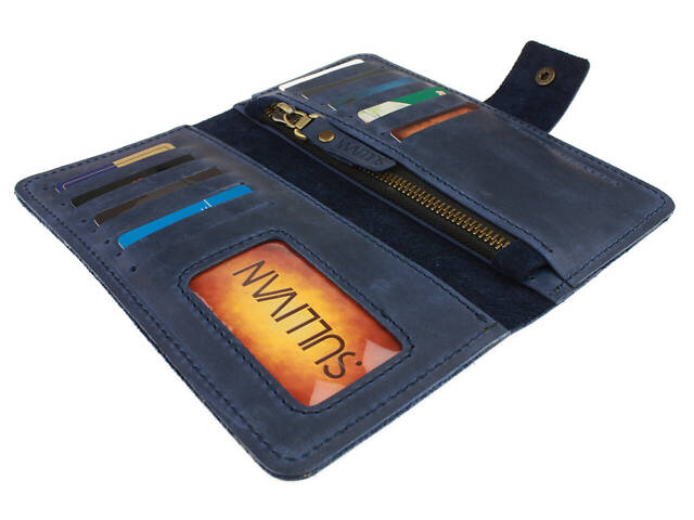 Гаманець шкіряний великий gv5(9) синій - Фото 2