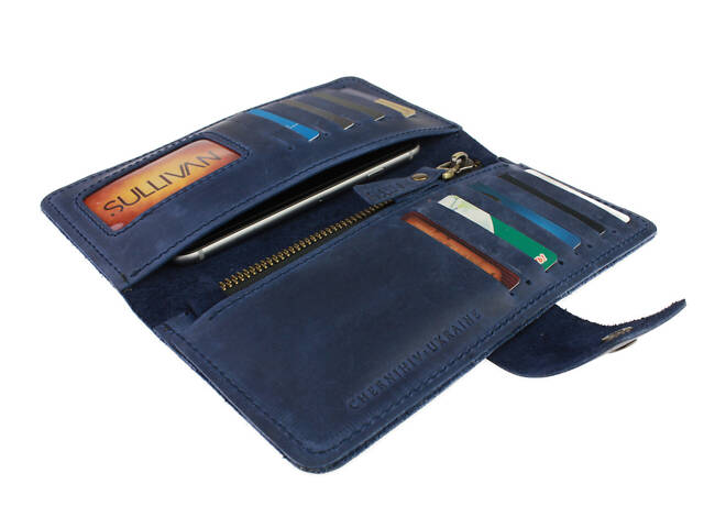 Гаманець шкіряний великий gv5(9) синій - Фото 3