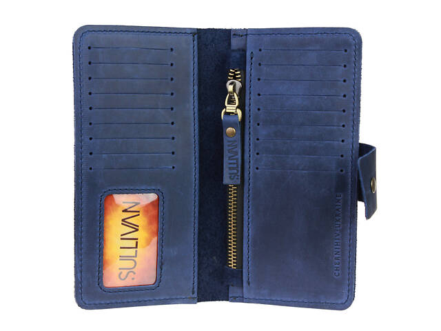 Гаманець шкіряний великий gv5(9) синій - Фото 5