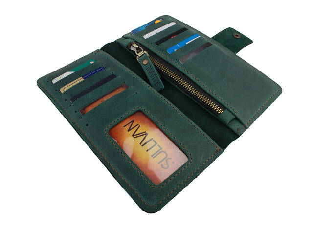 Гаманець шкіряний великий gv5(9) зелений - Фото 2