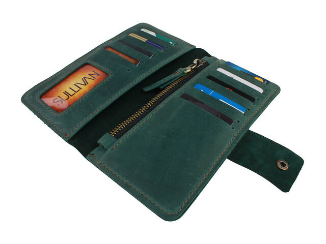 Гаманець шкіряний великий gv5(9) зелений - Фото 3