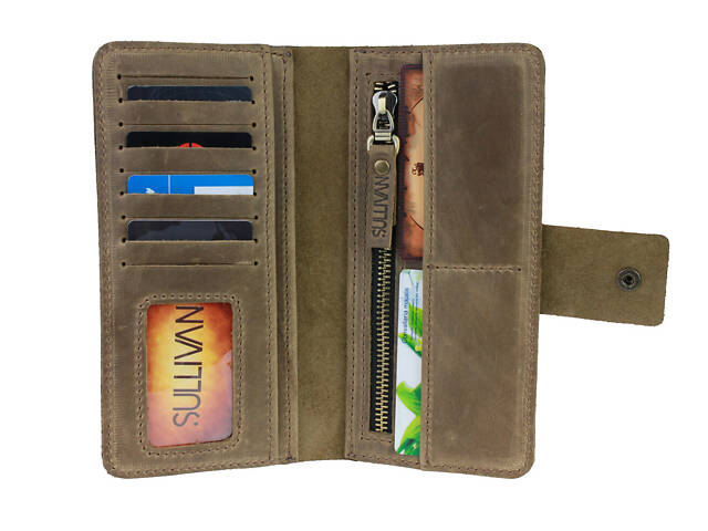Гаманець шкіряний великий gv7(10) оливковий - Фото 1