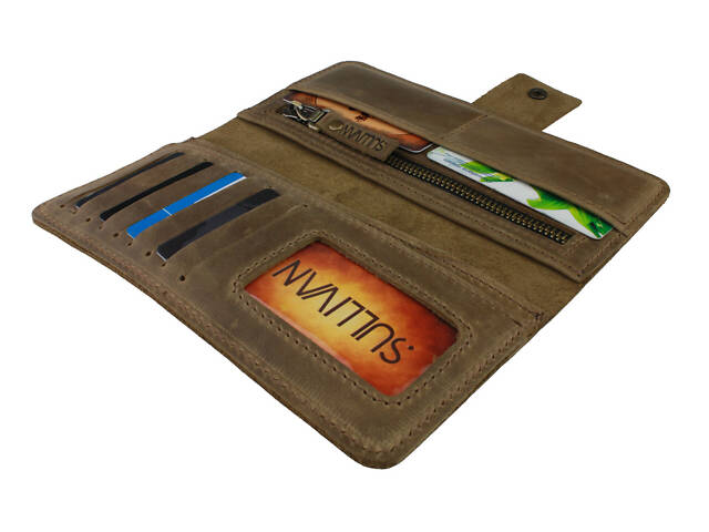 Гаманець шкіряний великий gv7(10) оливковий - Фото 2