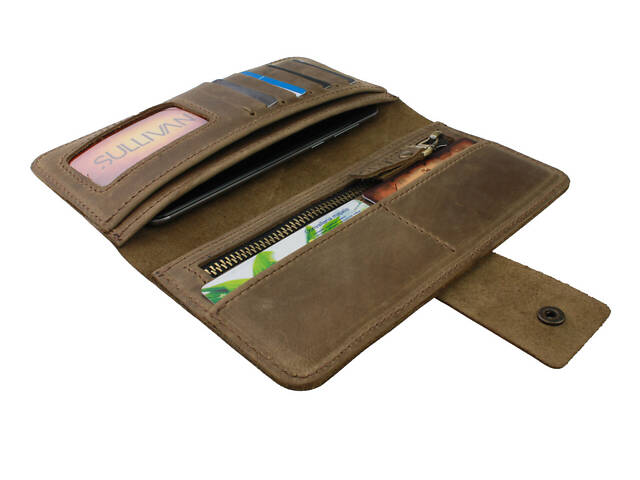 Гаманець шкіряний великий gv7(10) оливковий - Фото 3