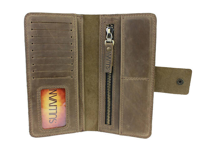 Гаманець шкіряний великий gv7(10) оливковий - Фото 6