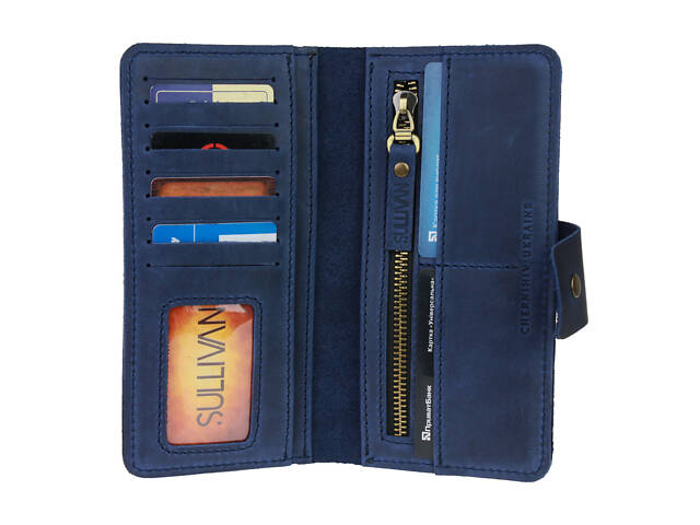 Гаманець шкіряний великий gv7(10) синій - Фото 1