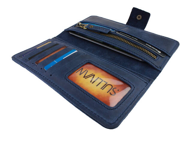 Гаманець шкіряний великий gv7(10) синій - Фото 2