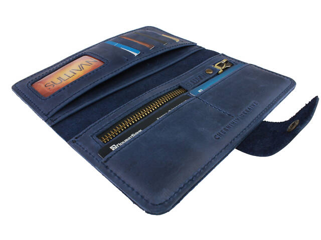Гаманець шкіряний великий gv7(10) синій - Фото 3