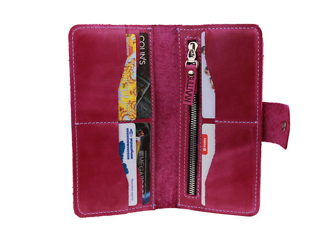 Гаманець шкіряний великий gv8(10) фуксія - Фото 1