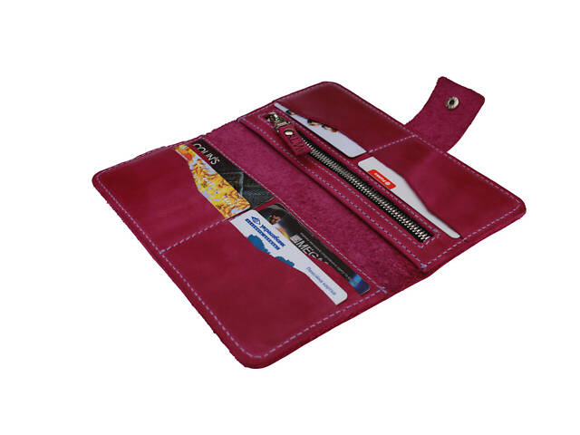 Гаманець шкіряний великий gv8(10) фуксія - Фото 3