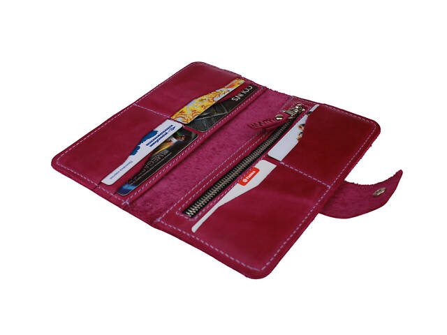 Гаманець шкіряний великий gv8(10) фуксія - Фото 4