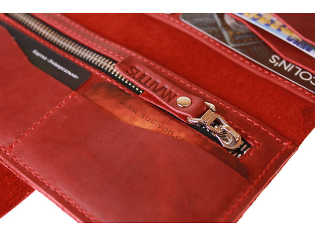 Гаманець шкіряний великий gv8(10) червоний - Фото 7