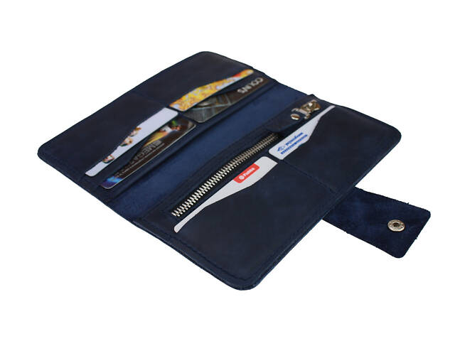 Гаманець шкіряний великий gv8(10) синій - Фото 3