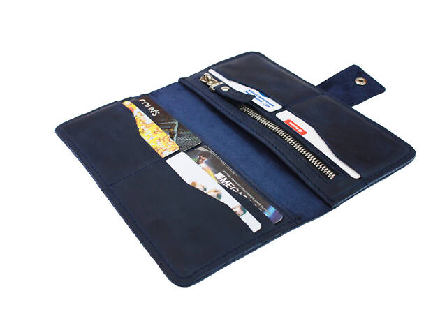 Гаманець шкіряний великий gv8(10) синій - Фото 4