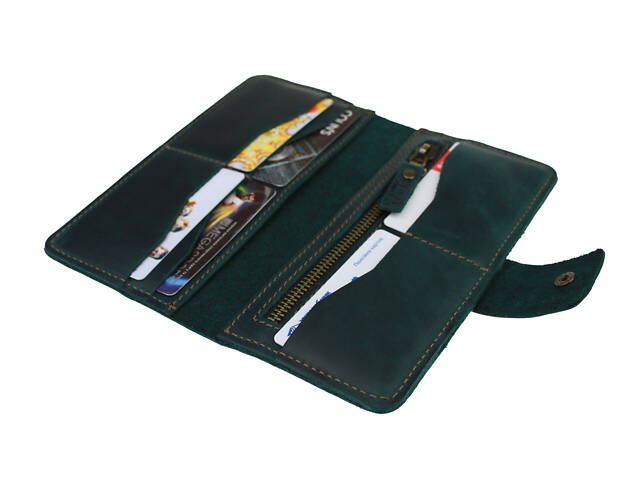 Гаманець шкіряний великий gv8(10) зелений - Фото 3