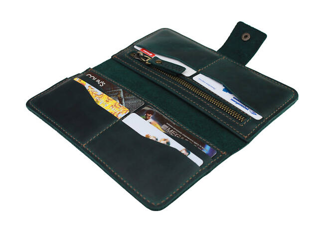 Гаманець шкіряний великий gv8(10) зелений - Фото 4