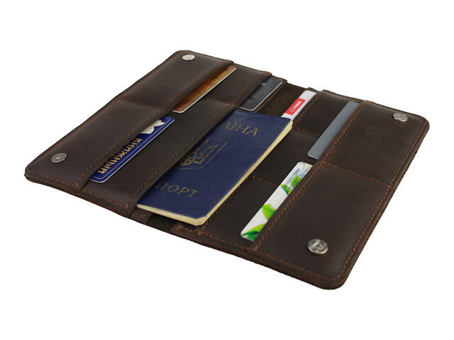 Гаманець шкіряний великий TRAVEL (під паспорт) gv11(10) коричневий - Фото 1