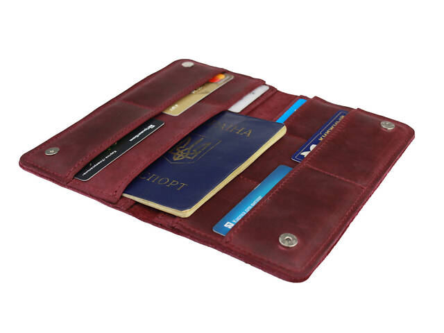 Гаманець шкіряний великий TRAVEL (під паспорт) gv11(10) марсала - Фото 1