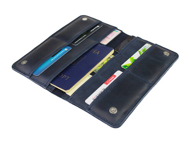Гаманець шкіряний великий TRAVEL (під паспорт) gv11(10) синій - Фото 1