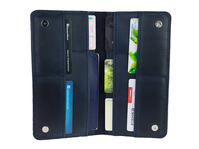 Гаманець шкіряний великий TRAVEL (під паспорт) gv11(10) синій - Фото 2
