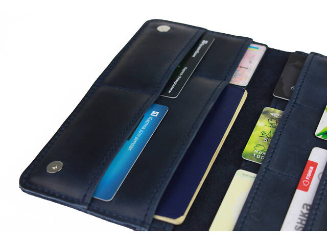 Гаманець шкіряний великий TRAVEL (під паспорт) gv11(10) синій - Фото 5