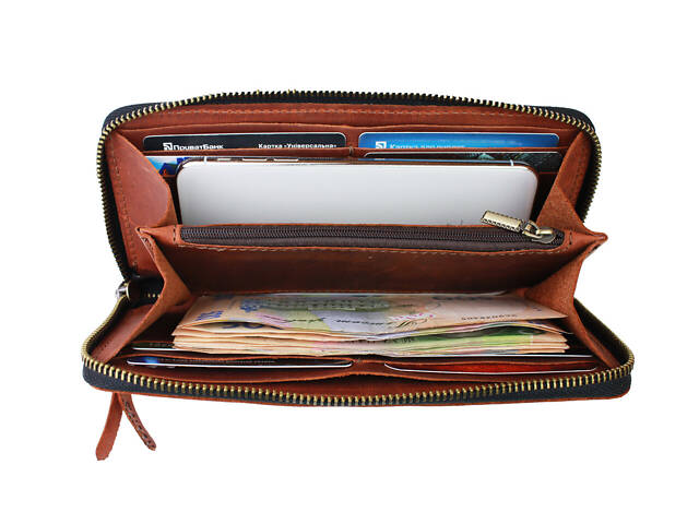 Гаманець шкіряний клатч великий travel gv1(19.5) світло-коричневий - Фото 5