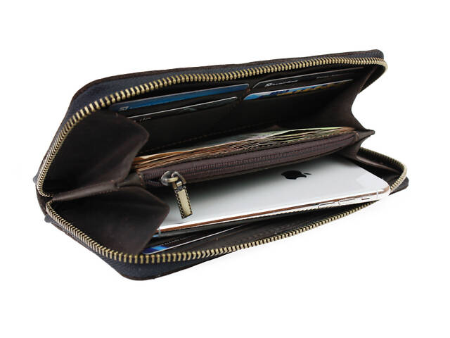 Гаманець шкіряний клатч великий travel gv1(19.5) коричневий - Фото 7