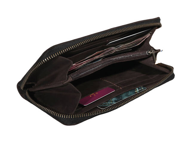 Гаманець шкіряний клатч великий travel gv2(19.5) коричневий - Фото 4