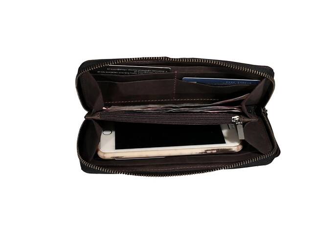 Гаманець шкіряний клатч великий travel gv2(19.5) коричневий - Фото 5