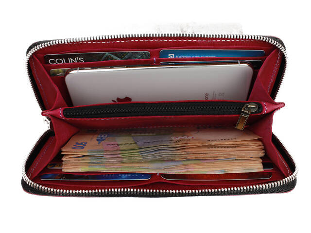 Гаманець шкіряний клатч великий travel gv2(19.5) фуксія - Фото 5