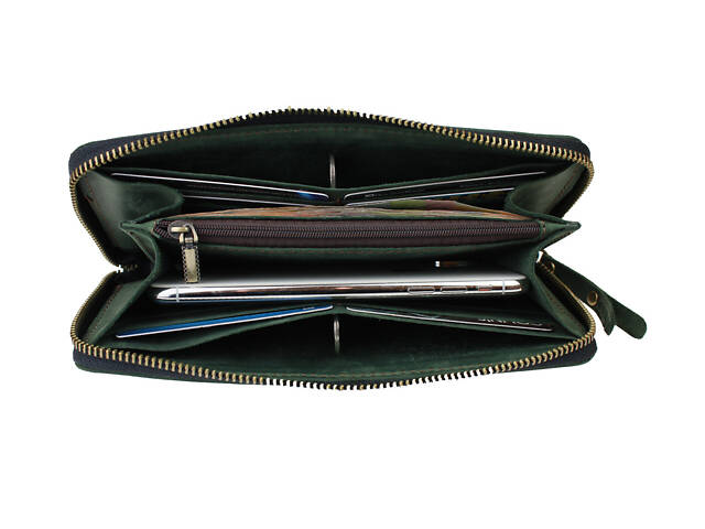 Гаманець шкіряний клатч великий travel gv3(19.5) зелений - Фото 4