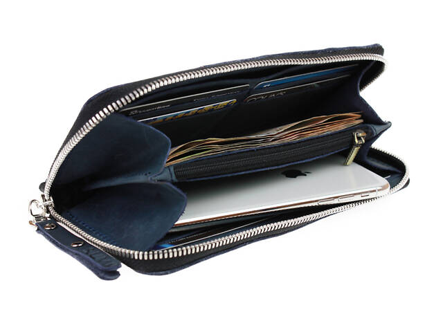 Гаманець шкіряний клатч великий travel gv3(19.5) синій - Фото 2