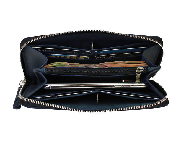 Гаманець шкіряний клатч великий travel gv3(19.5) синій - Фото 3