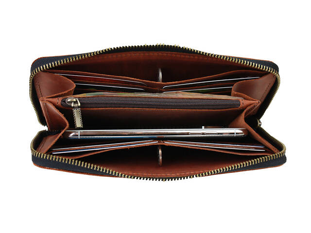 Гаманець шкіряний клатч великий travel gv3(19.5) світло-коричневий - Фото 4