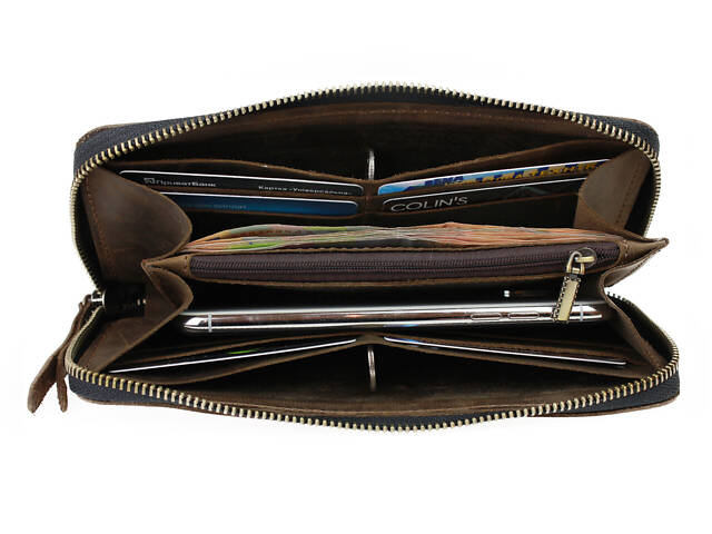 Гаманець шкіряний клатч великий travel gv3(19.5) оливковий - Фото 2