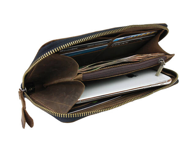 Гаманець шкіряний клатч великий travel gv3(19.5) оливковий - Фото 3