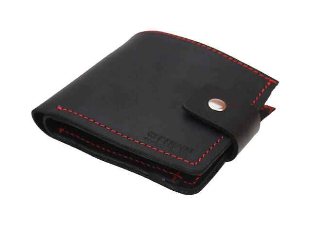 Гаманець шкіряний маленький gm2(9) чорно-червоний - Фото 2