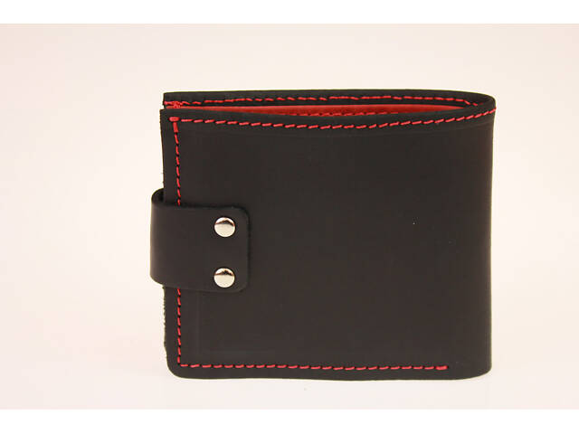 Гаманець шкіряний маленький gm2(9) чорно-червоний - Фото 4
