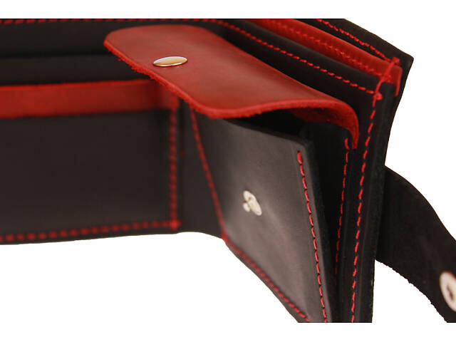Гаманець шкіряний маленький gm2(9) чорно-червоний - Фото 6