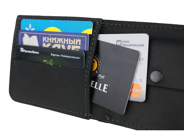 Гаманець шкіряний маленький gm4(7.5) чорний - Фото 1