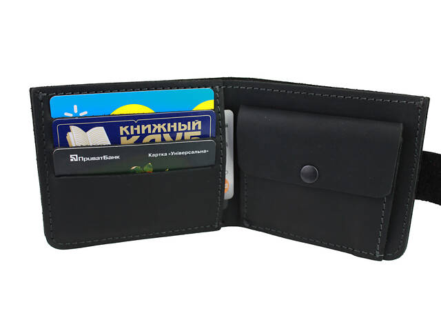 Гаманець шкіряний маленький gm4(7.5) чорний - Фото 3
